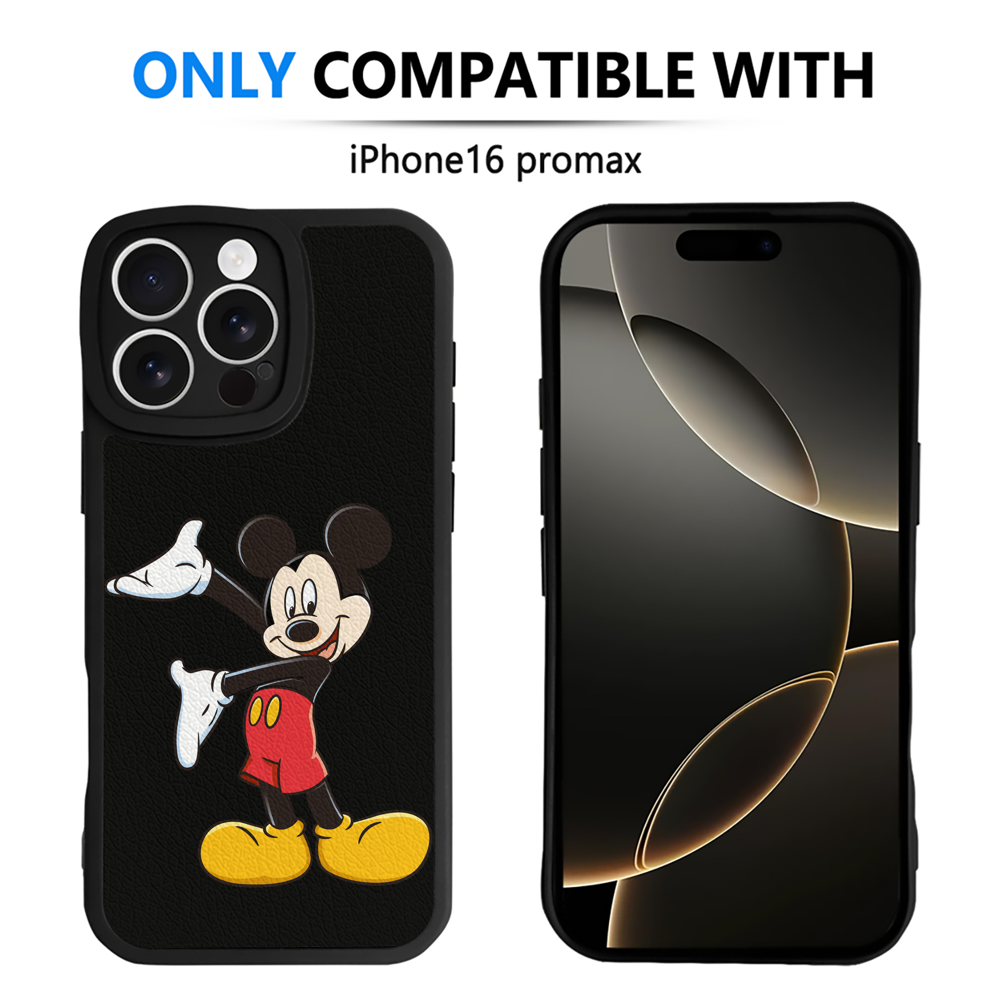 （画像用） ミッキーマウス Mickey Mouse 【iPhone 16シリーズ対応】シリコンスマホケース（レザー調） 材質：シリコン